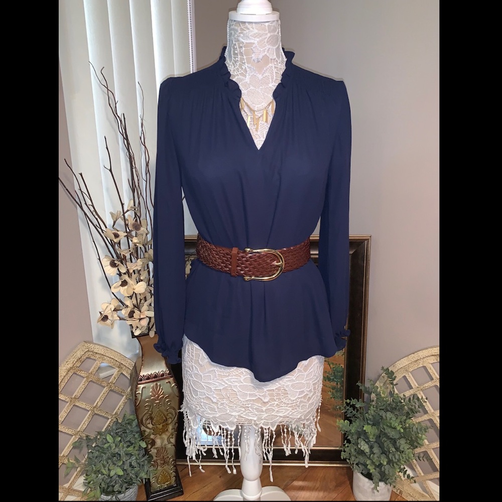Ruffled Semi Sheer Blouse